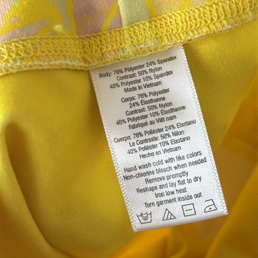ALO Yoga Goddess Indio Zest High Waist Leggings Yellow Geometric & Gray Ribbed